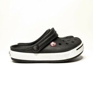 Crocs Clog Unisex Youth Size J1 Juniors Black And White Shoes with Croc Charm